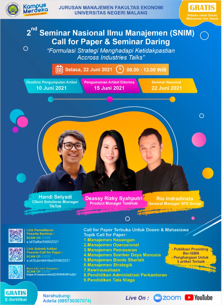 2nd Seminar Nasional Ilmu Manajemen (SNIM) – 2021