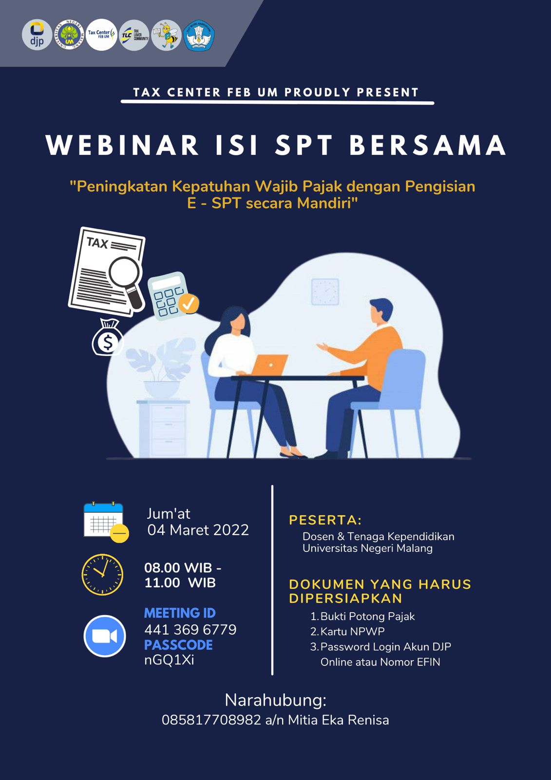 Webinar Isi E-SPT 2022 Bersama Kantor Pelayanan Pajak Pratama Malang Utara